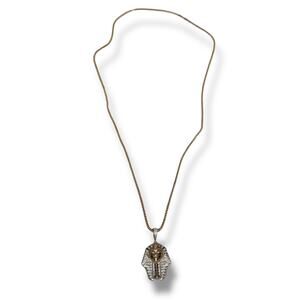 Joe Rodeo 10K Gold Pharaoh Diamond Pendant Necklace 30” Franco Chain Signed